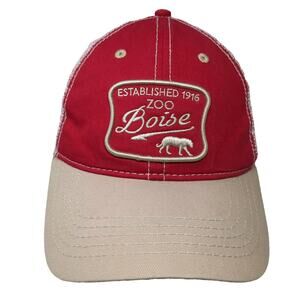 Hat Graphix Baseball Cap Red Beige OS Zoo Boise Established 1916 Mesh Strapback